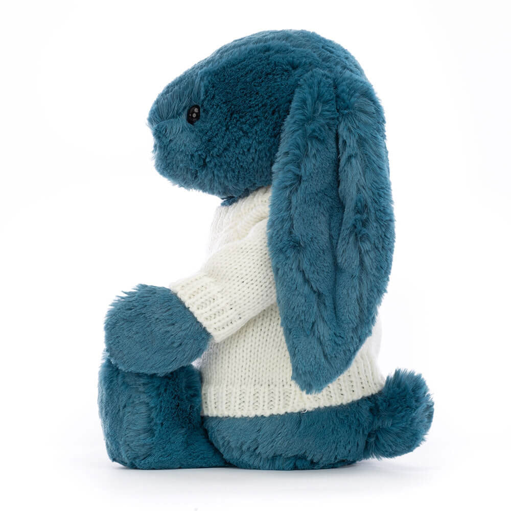 Bashful Mineral Blue Bunny with Personalised Cream Jumper