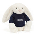 Bashful Cream Bunny with Personalized Navy Jumper