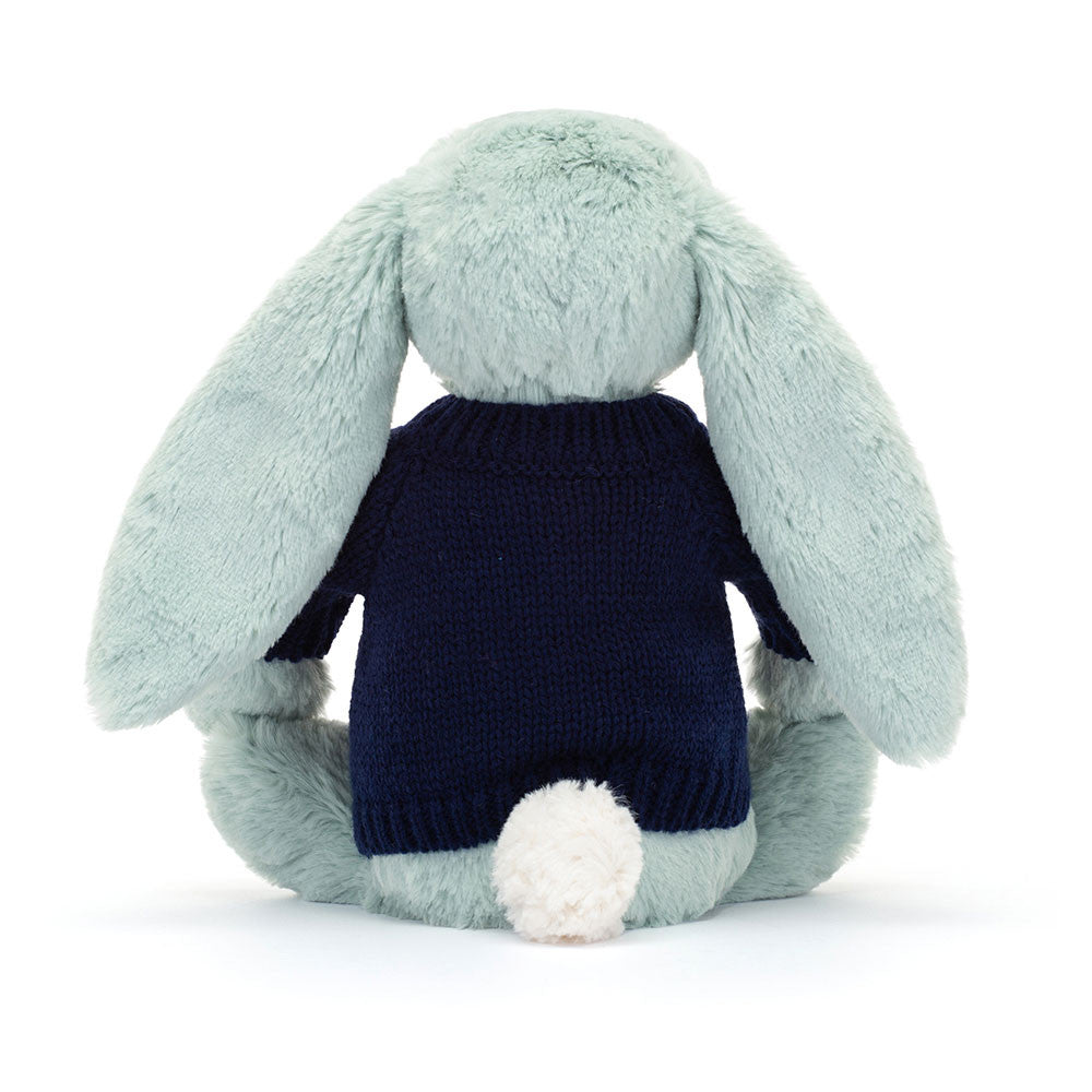 Blossom Sage Bunny with Personalised Navy Jumper